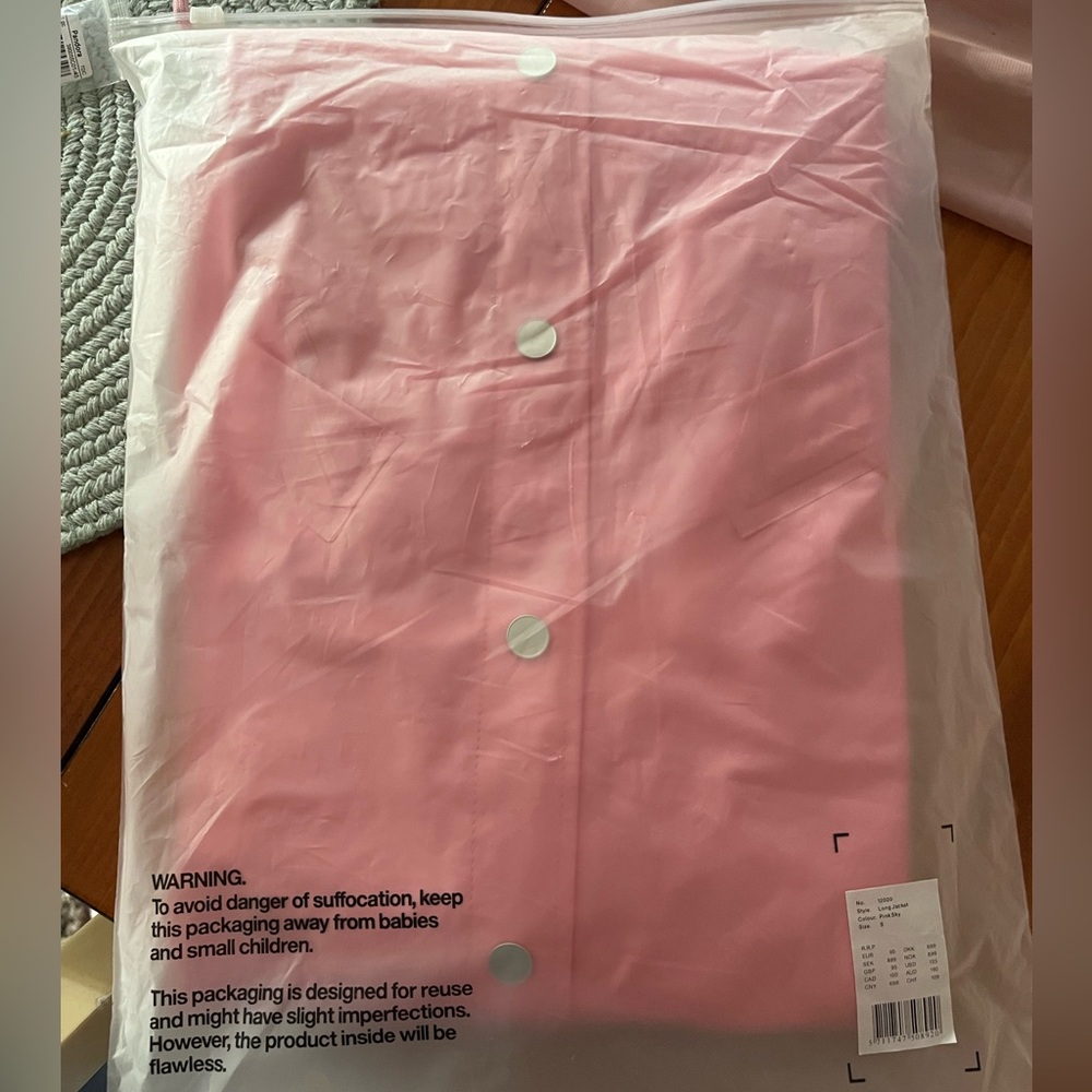 Rains Light Pink Hooded Long Coat - Picture 2 of 7